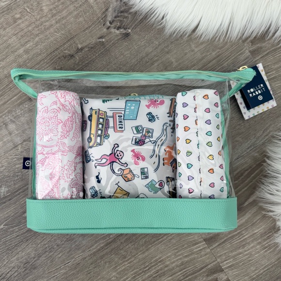 💚💗🩵Roller Rabbit x Target 4pc Multi-Purpose Pouch Set White/Teal - Picture 6 of 7